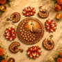 Lotus & Peacock Luxe MDF Ready Rangoli 12 Inch