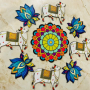 Colorful MDF Lotus Rangoli and cow Set for Floor Decoration