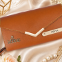 Personalized Tan Three Fold Clutch with Name Tag & Charm