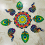 Colorful MDF Peacock Rangoli Set for Floor Decoration