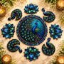 Lotus & Peacock Luxe MDF Ready Rangoli 12 Inch